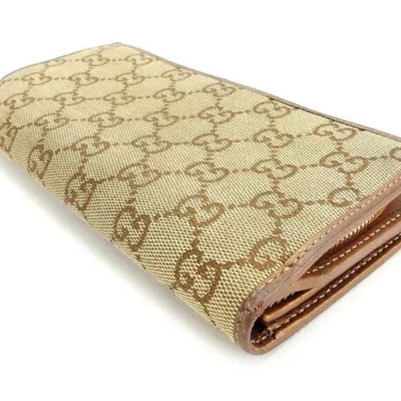GUCCI Long Wallet GG Canvas Beige ?~ Bronze ?~ Authentic USED - Picture 4 of 5